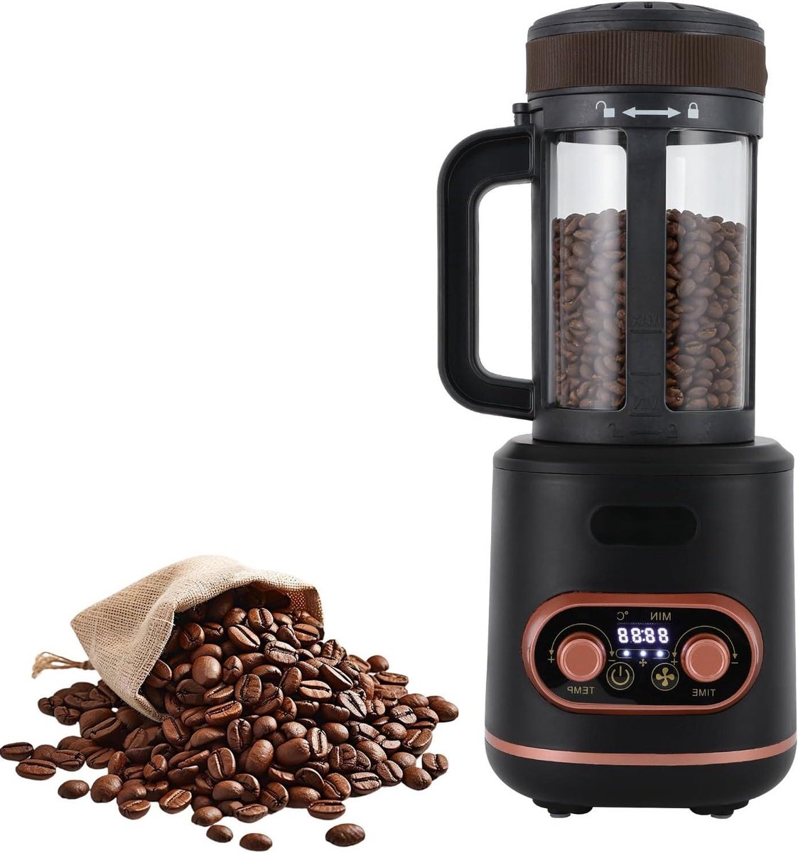 Elektrische Koffiebrander - Koffiebonen Brander - Thuis Koffie Branden - Heteluchttechnologie - 300 g - Zwart