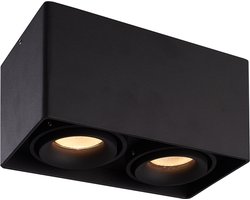 Esto LED Opbouwspot - Vierkant - 2 lichts - Kantelbaar - Dimbaar - 2700K warm wit - GU10 - Opbouwspot - Voor binnen - Vervangbare afdekring - Zwart