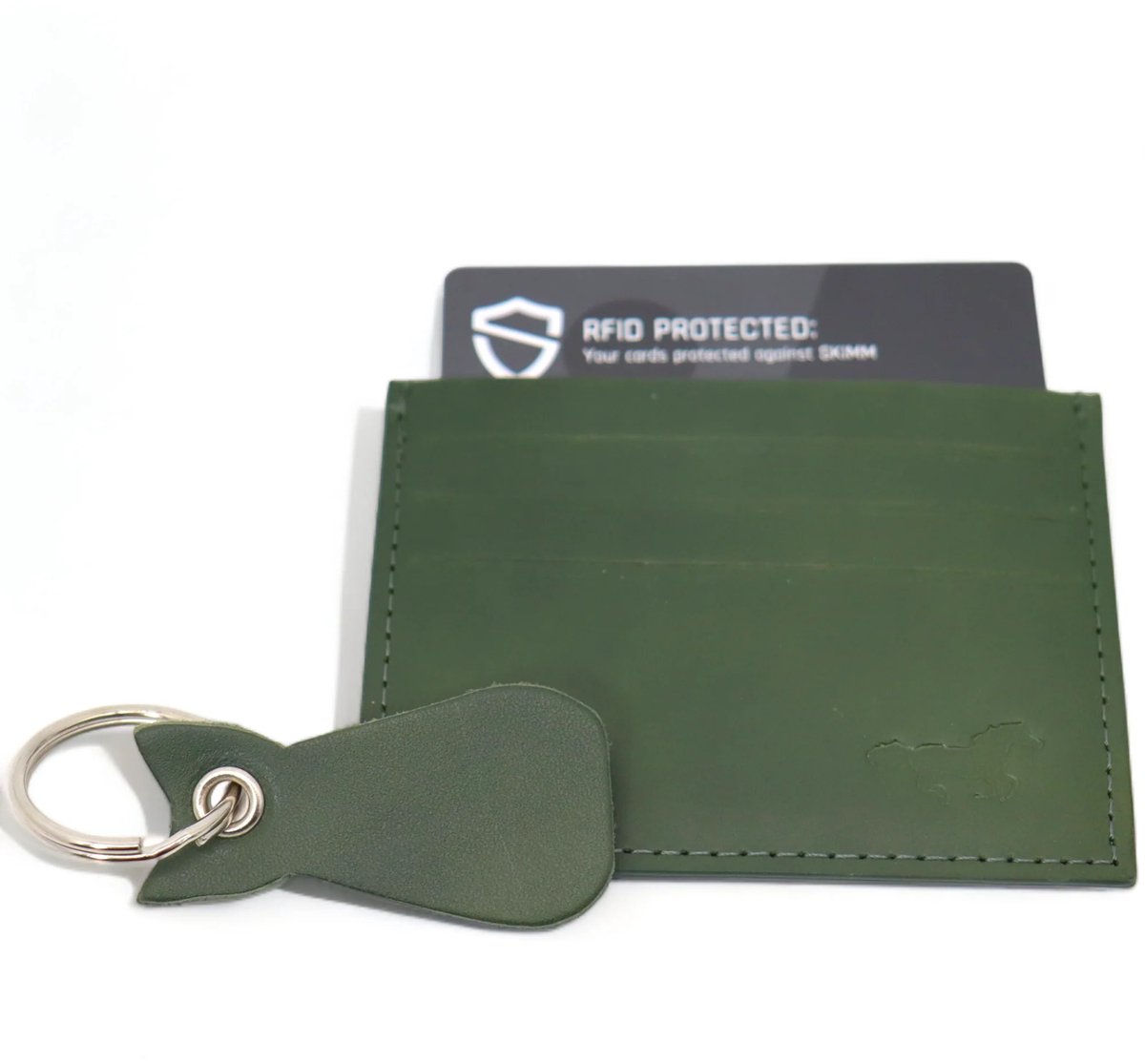 Safekeepers Pasjeshouder - Portemonnee Heren en Dames - Leren Portefeuille Groen - Sleutelhanger Katje