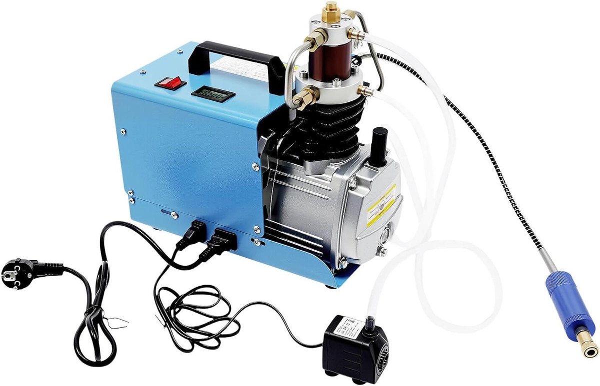 Hogedrukluchtpomp - Persluchtcompressor Luchtpomp - Snel Oppompen - Krachtige Koperdraadmotor - 22 Gal/min - Blauw en Zilver