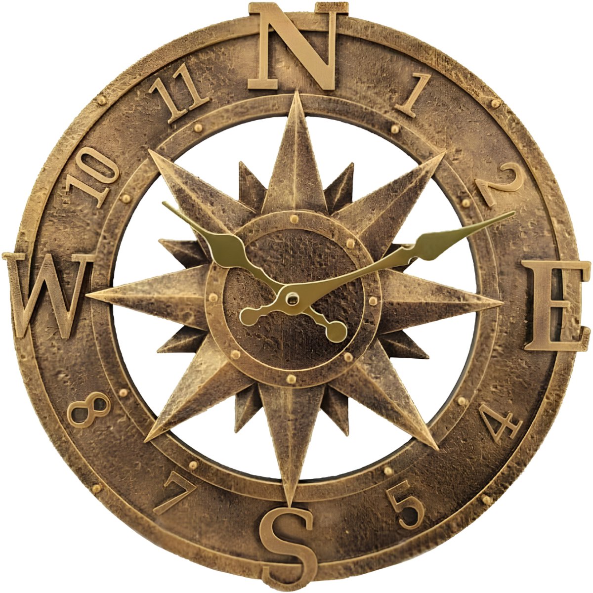 SNJY® Wandklok Industrieel - Klok Muur - Ronde Klok Modern - 30 cm - Brons