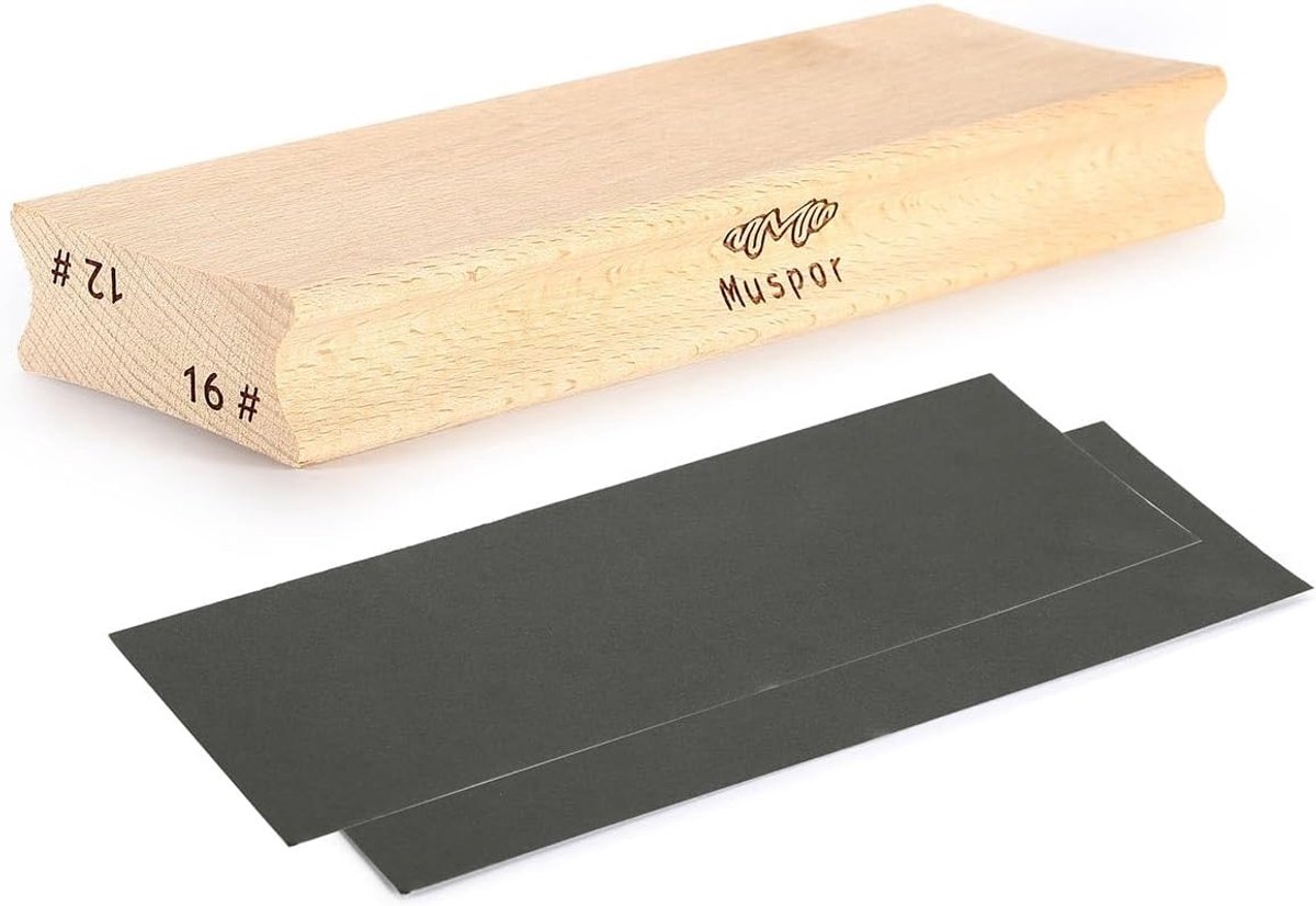 SnelShoppen - Two-Way Radius Schuurblok voor Vingerbord en Frets - Schuurbar Luthier Gereedschap 25,5 cm & 35,5 cm + Schuurpapier - Maple Hout, Duurza