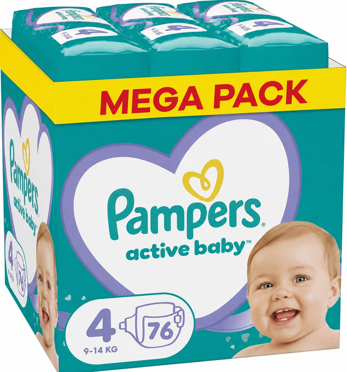 Pampers Baby-Dry Luiers - Maat 4 - 9 tot 14kg - 76 Stuks