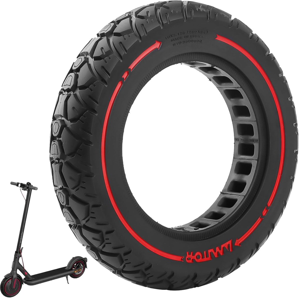 SnelShoppen - 10 x 2.125 Vervangingsbanden voor Elektrische Scooter - Volrubber, Lekvrij, Rood, Geschikt voor Diverse Modellen, Set van 1