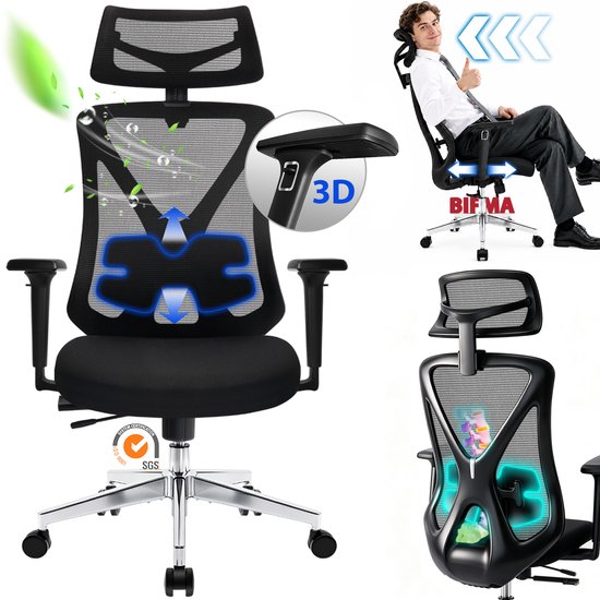 Durrafy Ergonomische Bureaustoel (zwart)