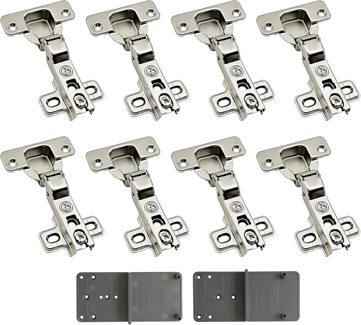 SnelShoppen - 105° Keuken Kast Deurscharnieren Automatische Sluiting 35mm zonder Demper - Verpakt per 8 Stuks - Concealed Hinge - Half Overlay - Voor