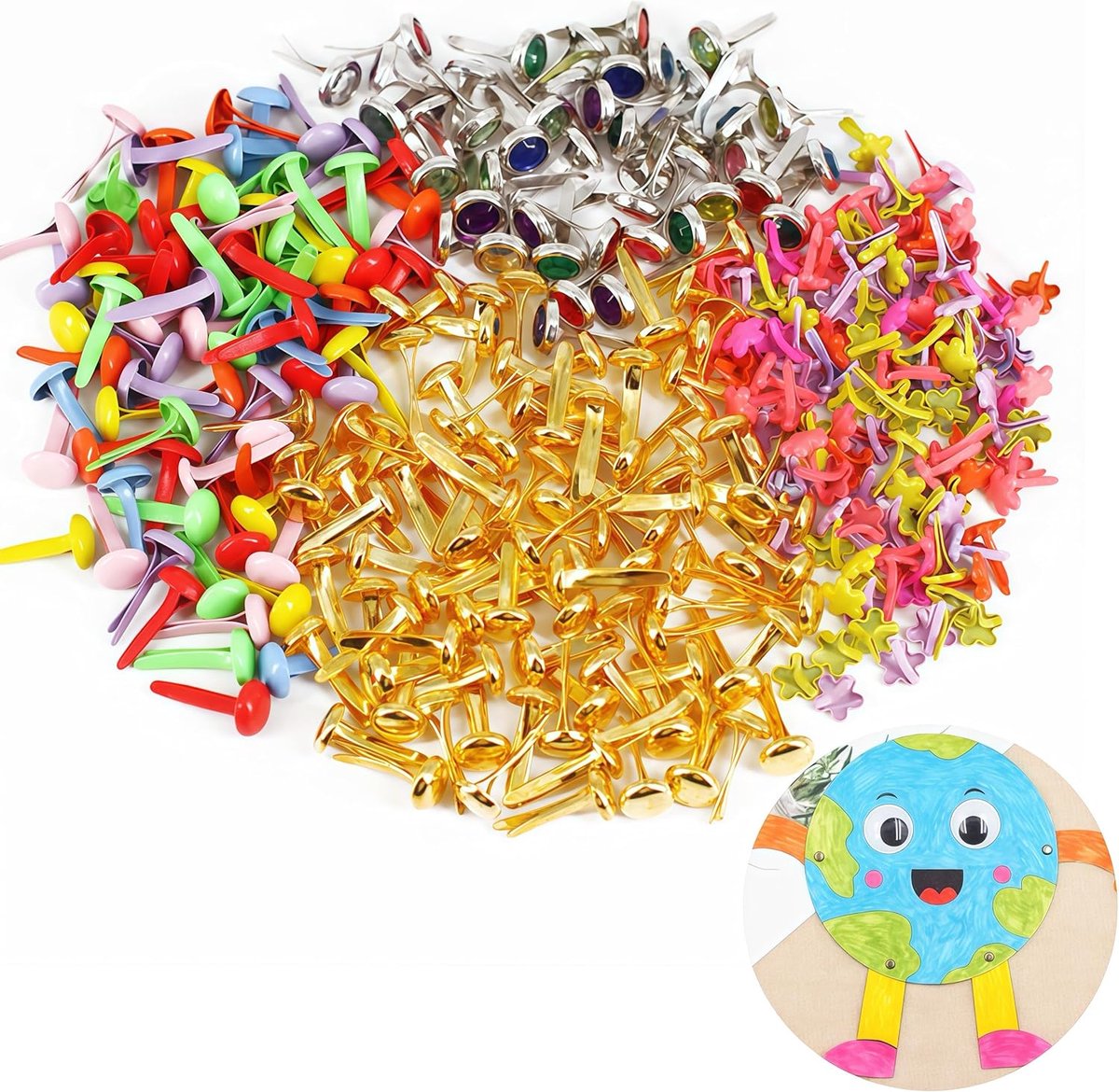 SnelShoppen - 175-delige Mini Brads Punttin Nieten Gouden Studs voor Hobby, Scrapbooking, Creatieve Decoratie, Handwerk, Kantoor en Feest