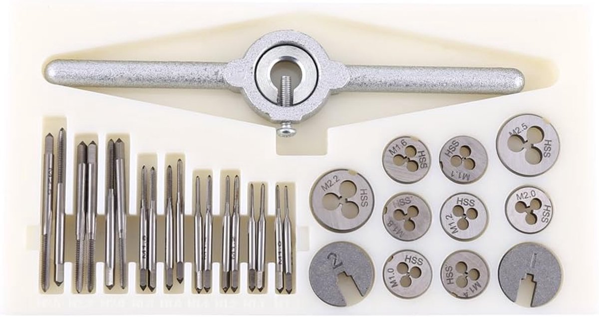 SnelShoppen - 30PCS M1.0-M2.5 Metric Draad Snijset HSS Tensioner Kit - Voor Mechanische Engineering, Geschikt voor Aluminium en Ijzer, Duurzaam en Roe