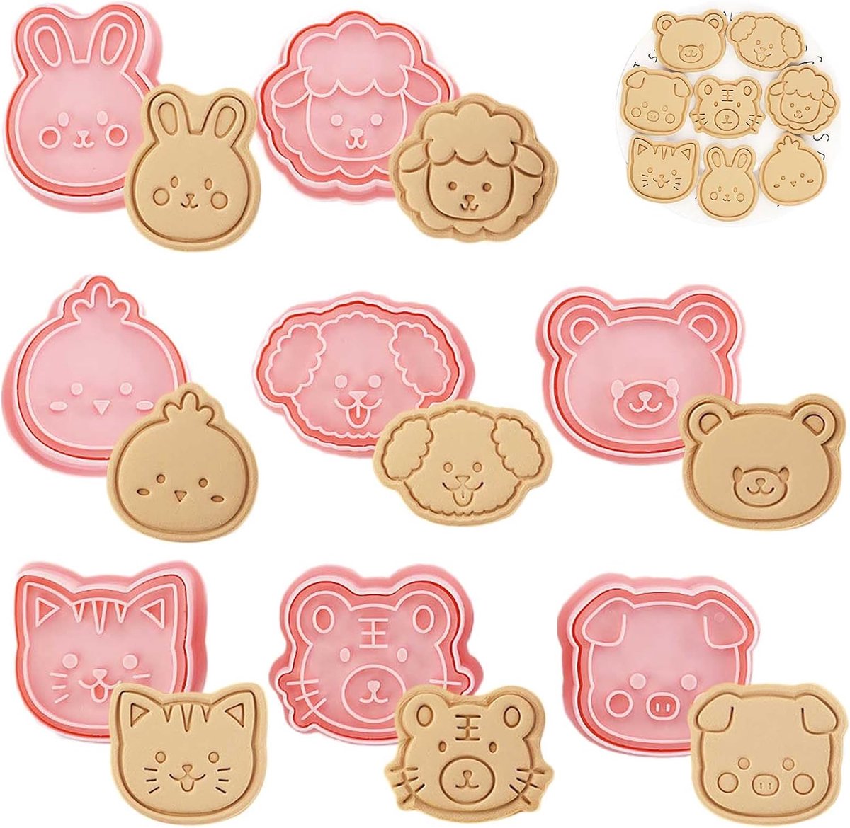 Cookie Cutter Shape of Animals 8 Pieces 3D Plastic Cookie Cutters for Fondant, Cakes, Cookies, Baking, Kitchen - ShopVlot