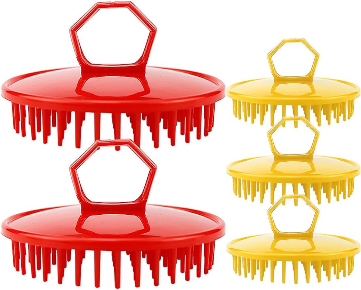 FERCAISH 5 stuks ronde hoofdmassageborstel, antislip shampooborstel, hoofdmassageborstel, zachte siliconen - ShopVlot