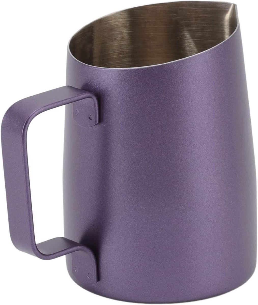 SnelShoppen - RVS Melkopschuimer Pitcher 450ML voor Koffieshop - Paars Melkfrother met Precisie Tuit - Duurzaam en Professioneel Ontwerp voor Koffie e