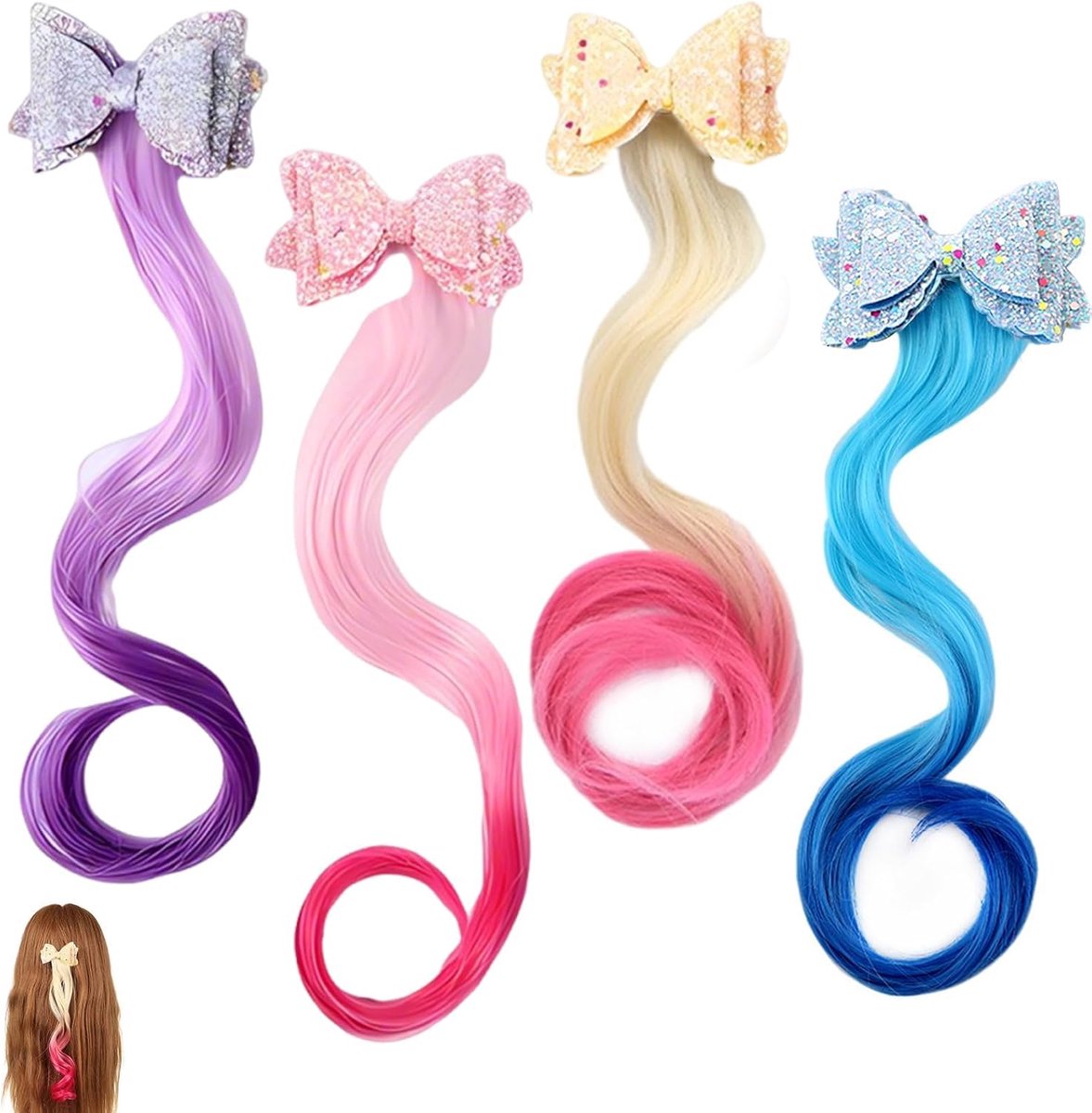 SnelShoppen - 4Pcs Kleine Haarspelden voor Krullen, Haaraccessoires voor Kinderen en Meisjes, Ombré Kleur, Perfect voor Feest en Cosplay