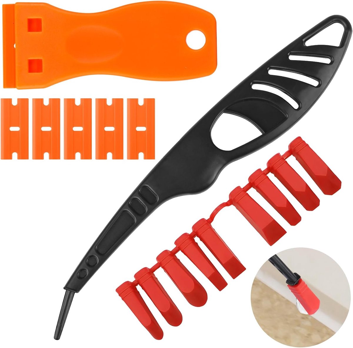 Joint Ladder 9-in-1 Silicone Puller Joint Puller with Plastic Spatula, Versatile Silicone Smoothing Puller for Windows - ShopVlot