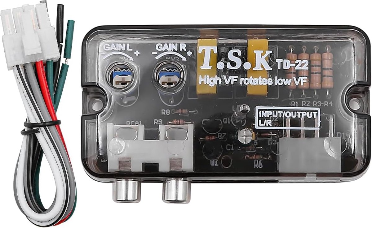 Auto Car Audio Converter RCA Stereo Hoog naar Laag - Verstelbare Frequentie - Lijn Luidspreker Niveau Converter - ShopVlot
