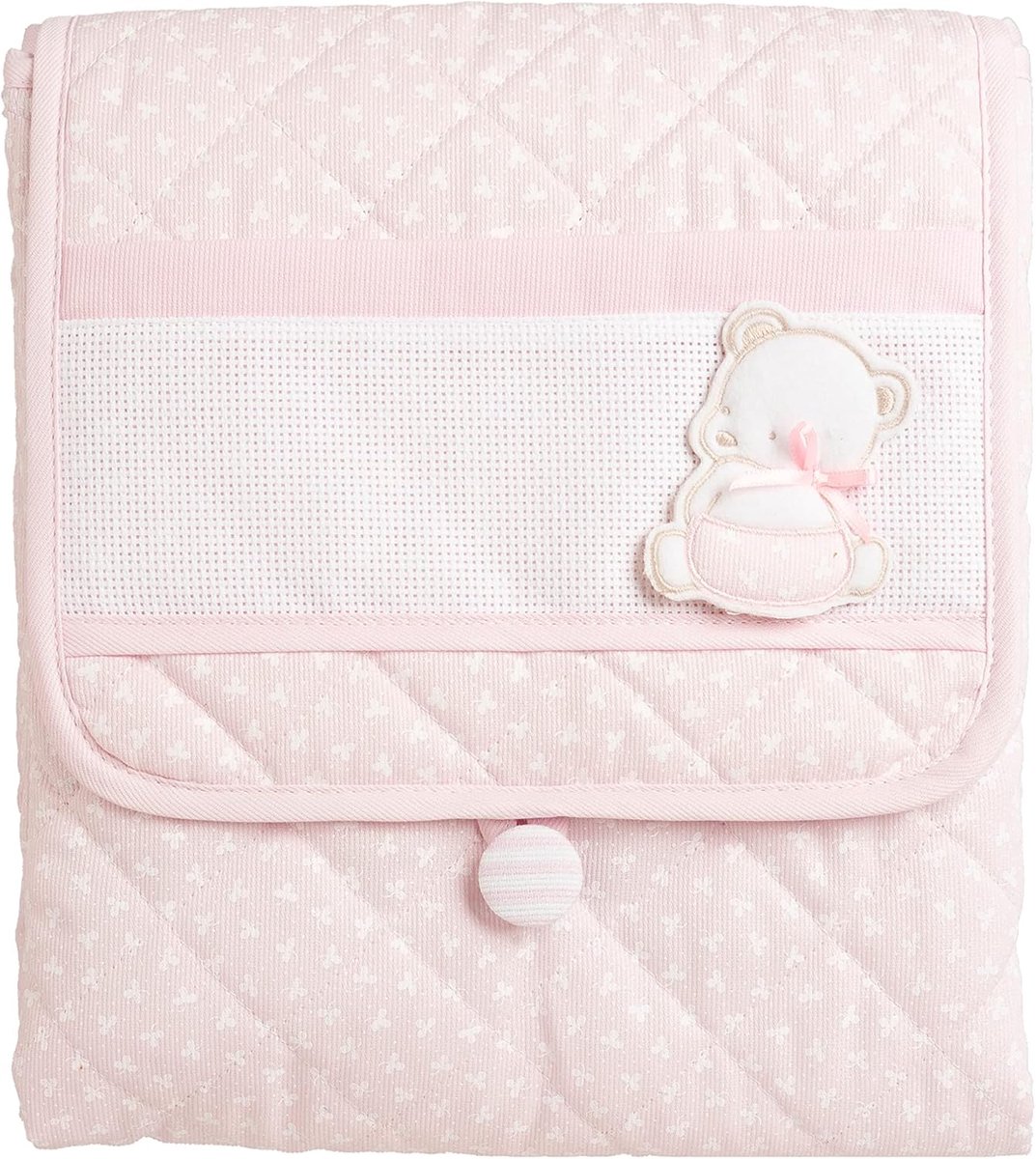 SnelShoppen - Filet Verschoonmat Draagbaar Vouwbaar Baby Peuter Verschoonmat Roze - Zacht 100% Katoen, Hygienisch en Veilig voor Onderweg