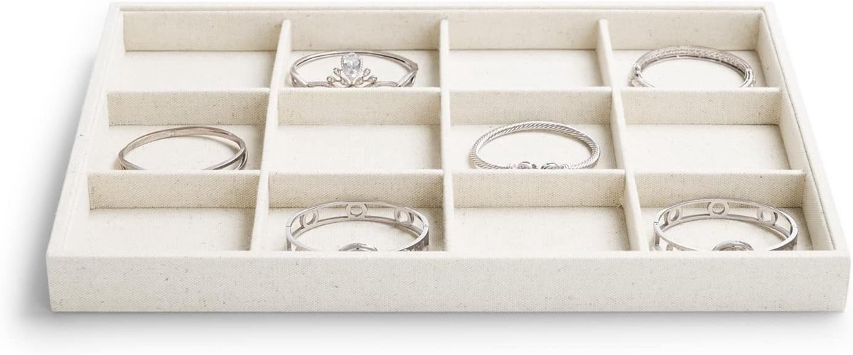 Juwelen Organizer 7 Compartimenten - Linnen - Eenvoudig overzicht van sieraden - SnelShoppen