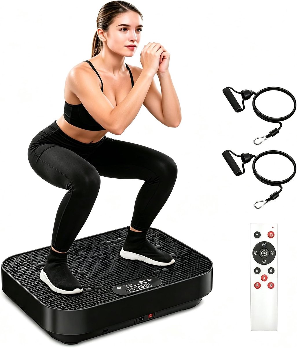 SnelShoppen - Vibration Plate - Fitness Vibration Board met 99 Snelheidsniveaus en 8 Voorgeprogrammeerde Trainingsprogramma's - Stille Vibrerende Plan