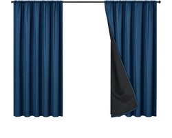 KZQ Verduisterende gordijnen 100x200 cm marineblauw 2 stuks voor slaapkamer en woonkamer