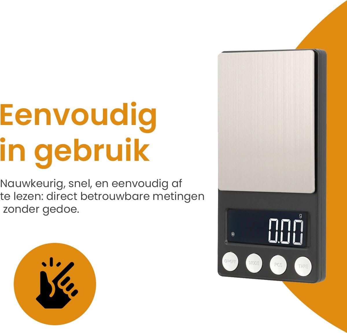 SnelShoppen - Precisieweegschaal 0.01 tot 500 g - Keukenweegschaal - Precisieweegschaal 1g - Koffiewaage - Mini weegschaal voor keuken en hobby