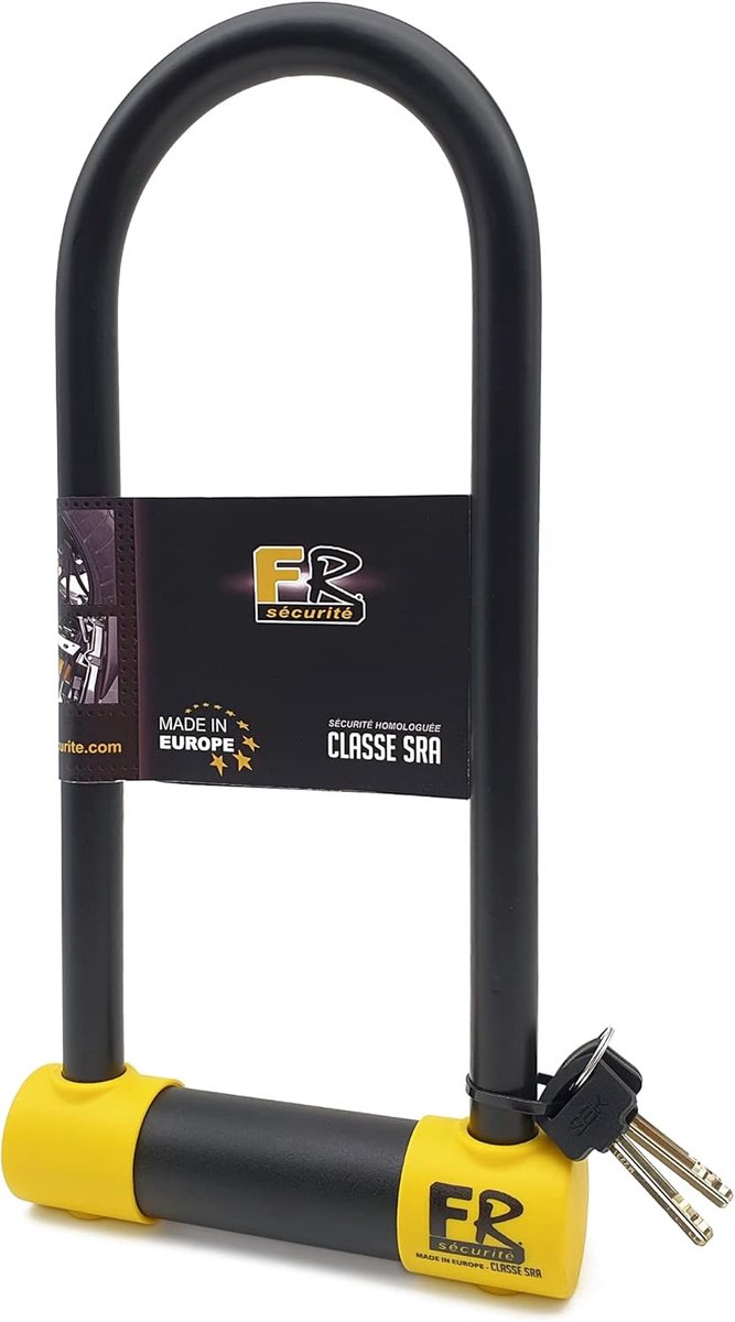 SnelShoppen - Anti-diefstal Motorfiets Lock U Goedgekeurd Classe Vork Ø18mm, 120x310mm Beveiliging voor Motorfiets en Scooter, Gehard Staal, Rubber Ge