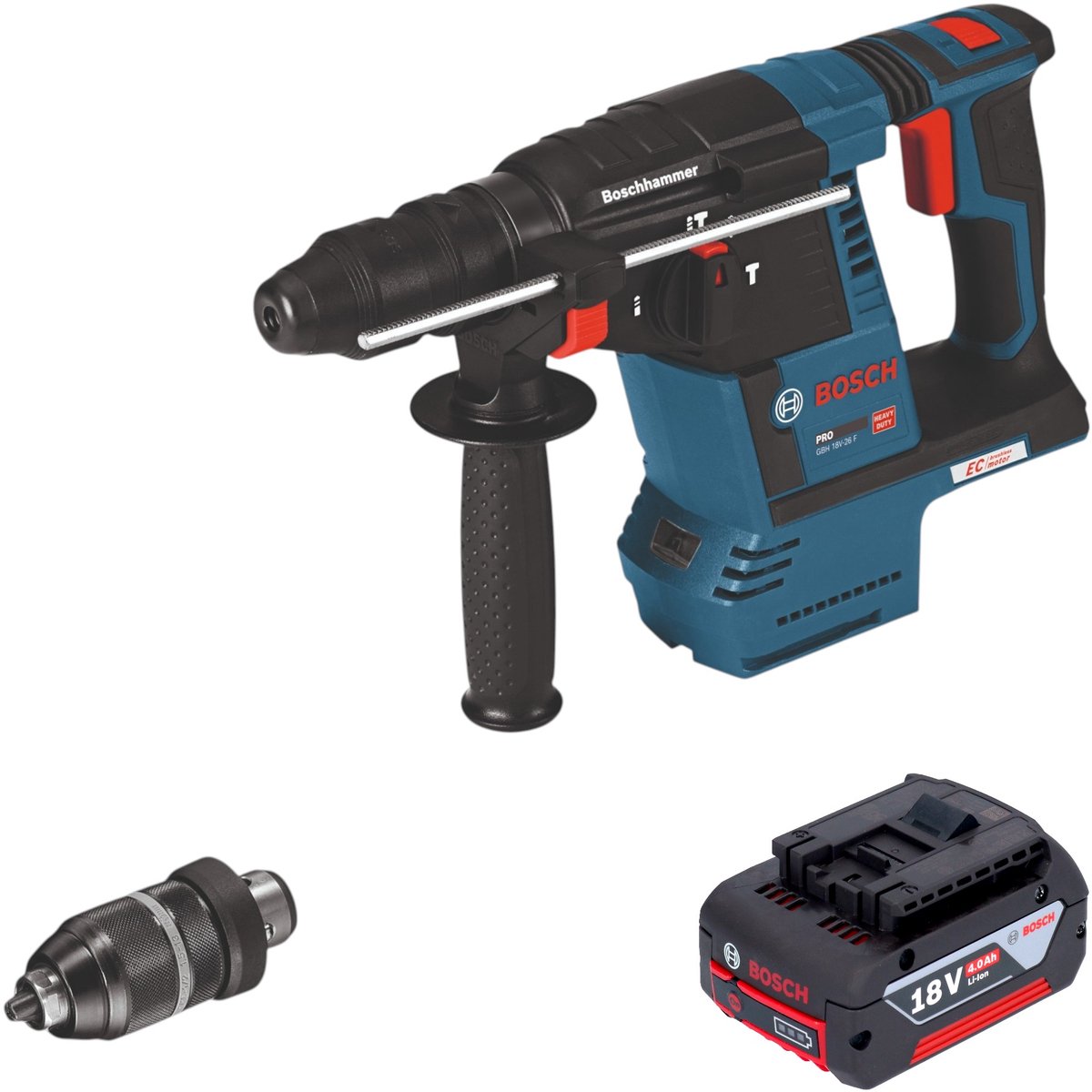 Bosch GBH 18V-26 F accuboormachine 18V 2,6J SDS-Plus Solo + snelwisselboorkop - zonder accu, zonder oplader ( 0611910000 )