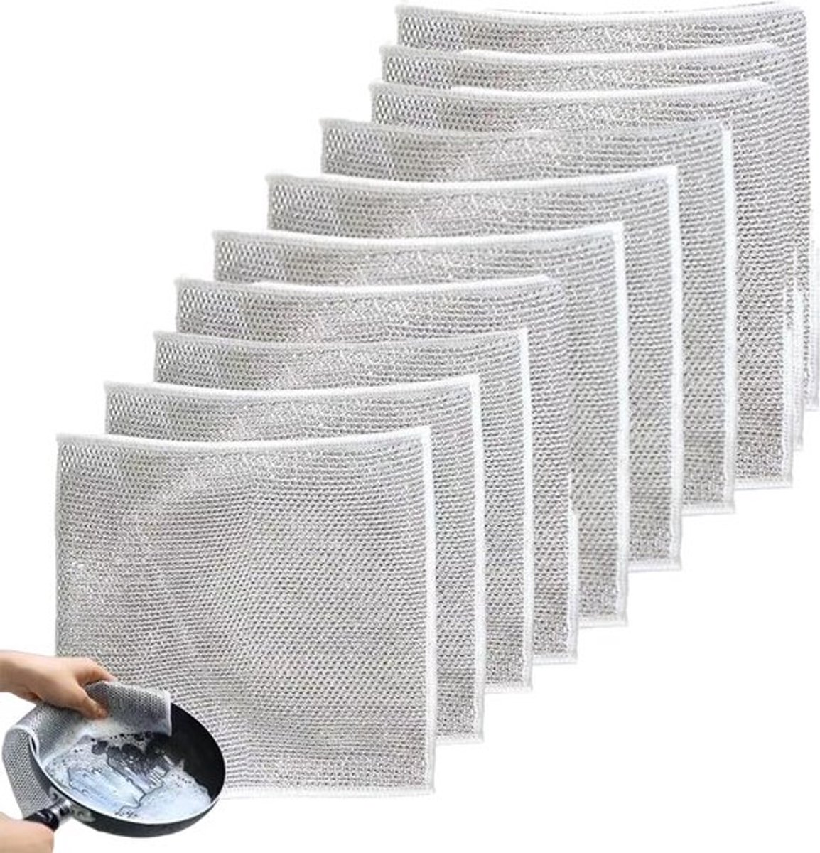 10 stuks - Staaldraad Theedoeken - 20 × 20cm - Huishouddoekjes - Vaatdoekjes - Reinigingsdoekjes - Theedoeken - Keukendoeken - Keukenhanddoek - Vaatdoeken - vaatdoekjes - Wasbaar - huishoudpoetsdoeken