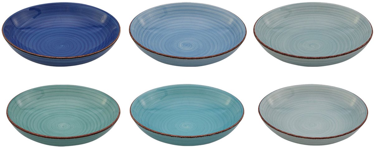 Cookinglife Delice pastaborden blauw 23cm aardewerk set van 6 2026