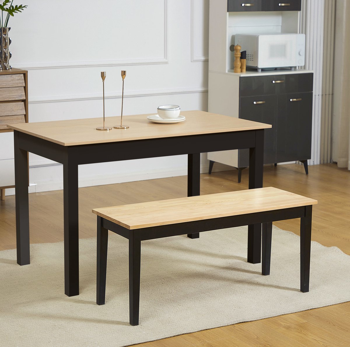 COVREO Eetbank 102x36x45 cm naturel, hout, 2-zits tot 220 kg