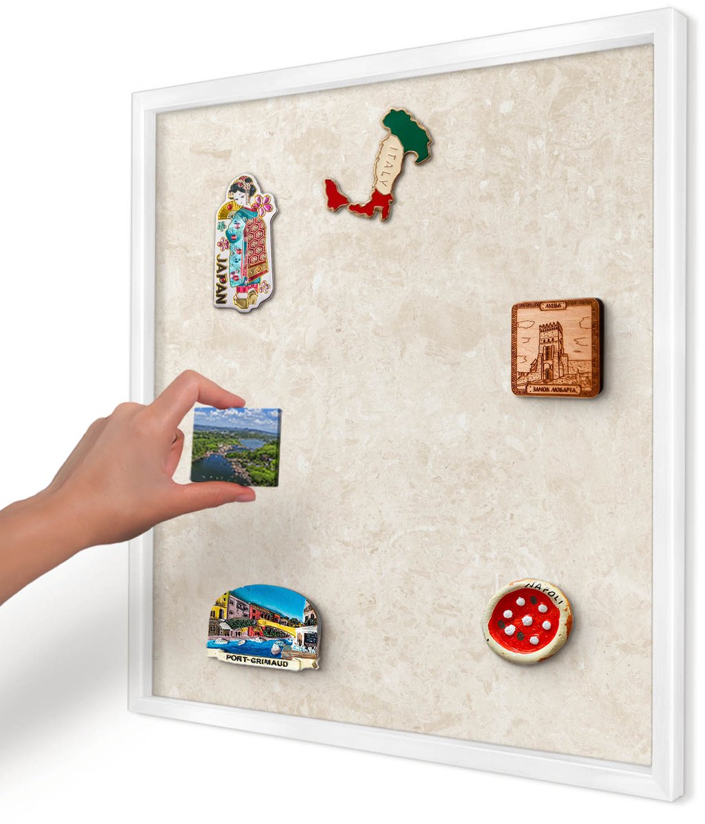 Artprintcave Romig Magneetbord mit Witte Lijst - 50x50 cm - Romige Elegantie Wandbord Magnetisch - Minimalist Memobord Keuken - Achtergronden En Patronen