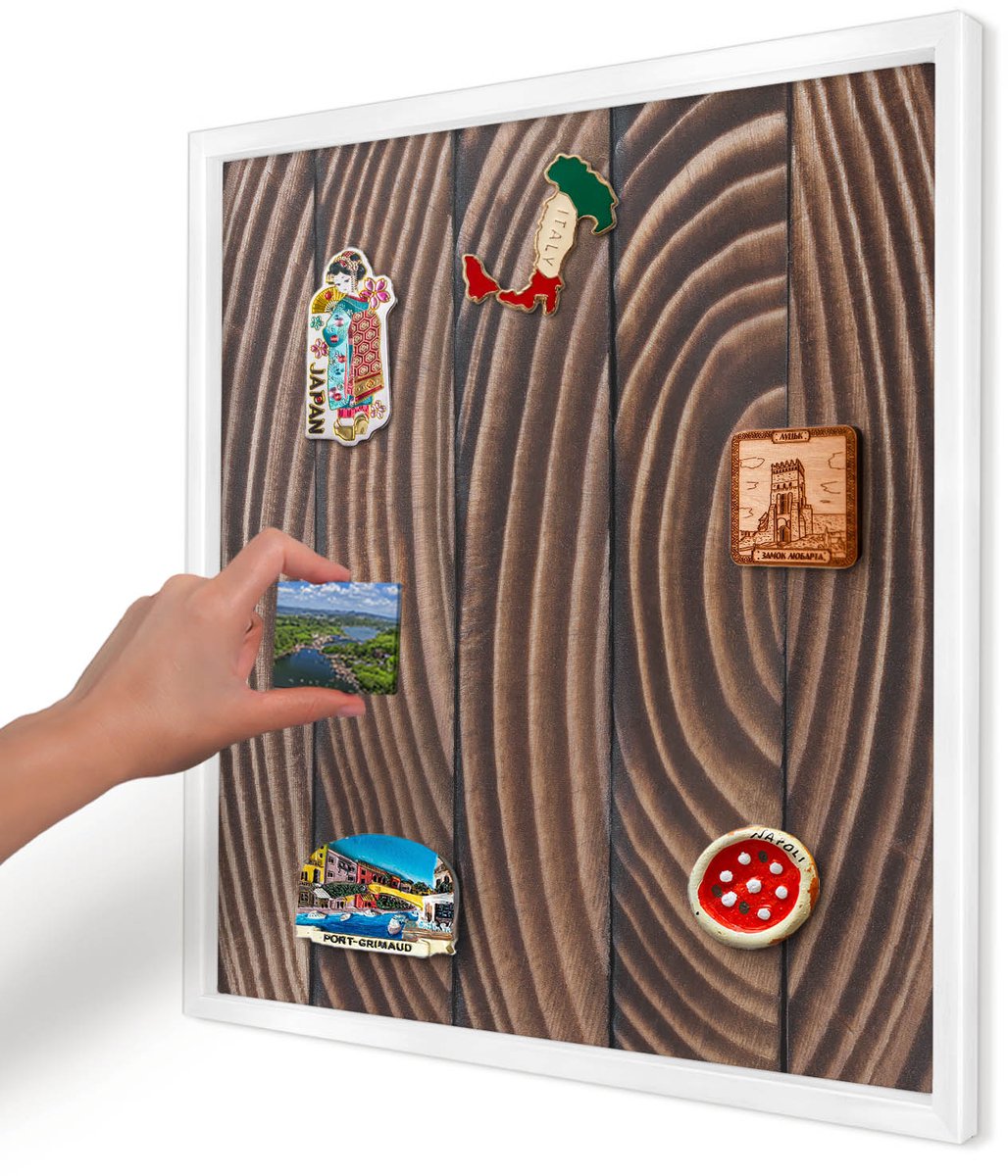 Artprintcave Bruin Magneetbord mit Witte Lijst - 50x50 cm - Houtstructuur Notitiebord - Rustiek Magnetisch Bord Voor Magneten - Texturen