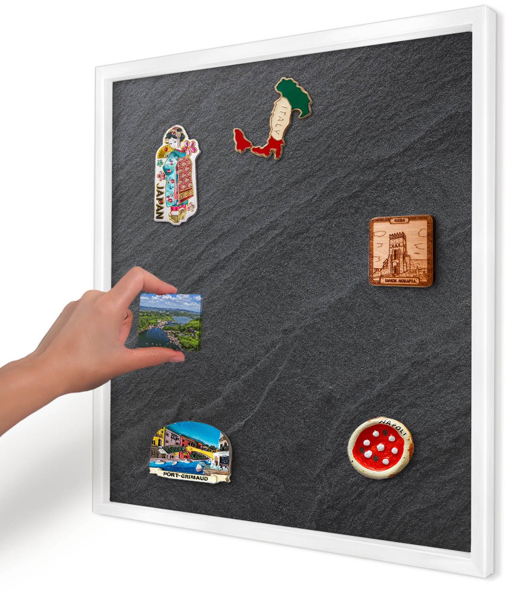 Artprintcave Zwart Magneetbord mit Witte Lijst - 50x50 cm - Grijze Textuur Notitiebord - Minimalist Magnetisch Bord - Texturen