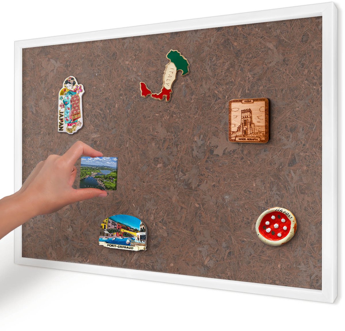 Artprintcave Bruin Magneetbord mit Witte Lijst - 60x40 cm - Herfsttapijt Wandbord Magnetisch - Rustiek Magneetbord Voor Foto's - Natuur