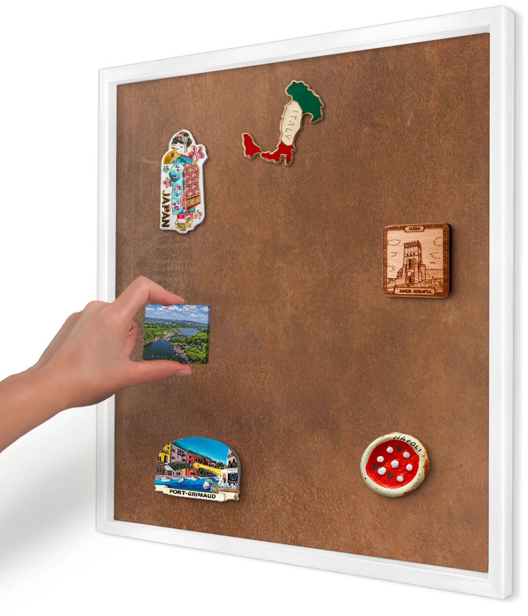 Artprintcave Bruin Magneetbord mit Witte Lijst - 50x50 cm - Bruine Textuur Magnetisch Bord - Minimalist Bord Voor Magneten - Texturen