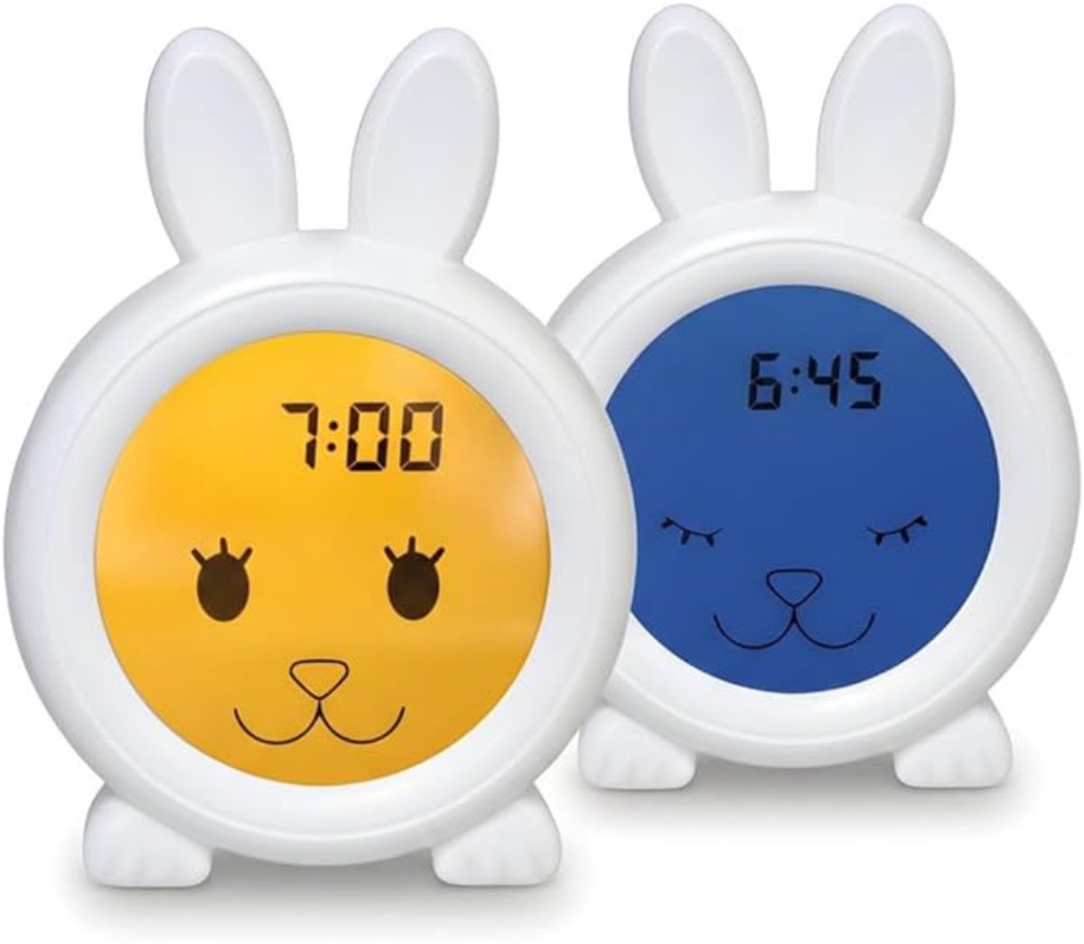 Verte Slaapwekker - Slaaptrainer – Leerzame wekker voor Kinderen – Kinderwekker – Leerzame Klok – Leren Slapen en Wakker Worden – Nachtlampje – Slaapwekker - White Rabbit