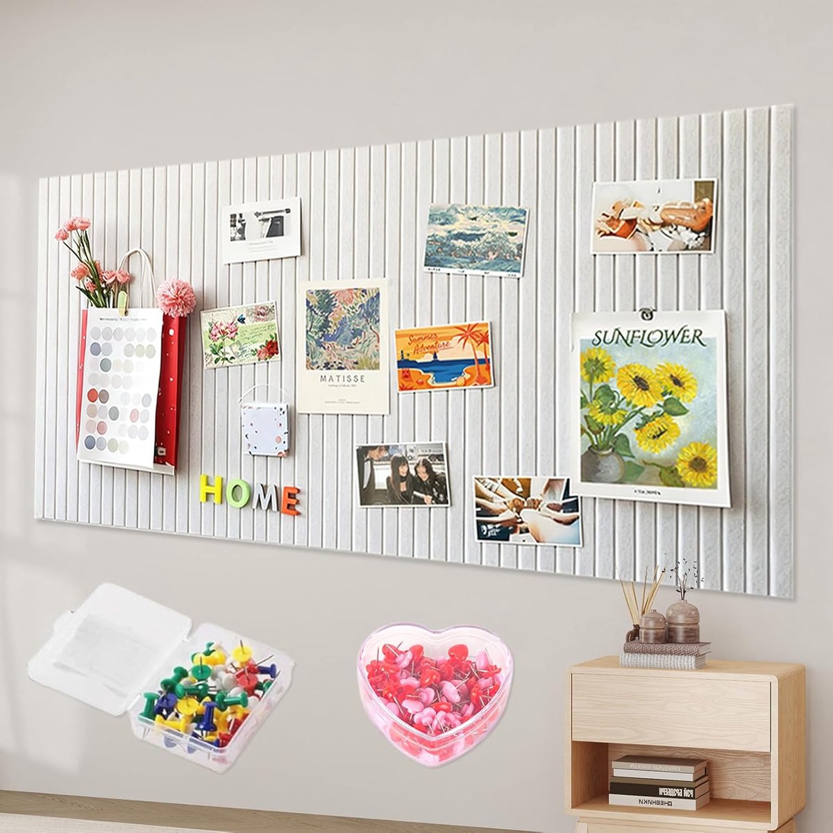 Foldable Felt Pin Board, 40 x 60 cm, Decorative Self-Adhesive Felt Board, Contains 150 Colourful Thumbtacks, Panneau - ShopVlot
