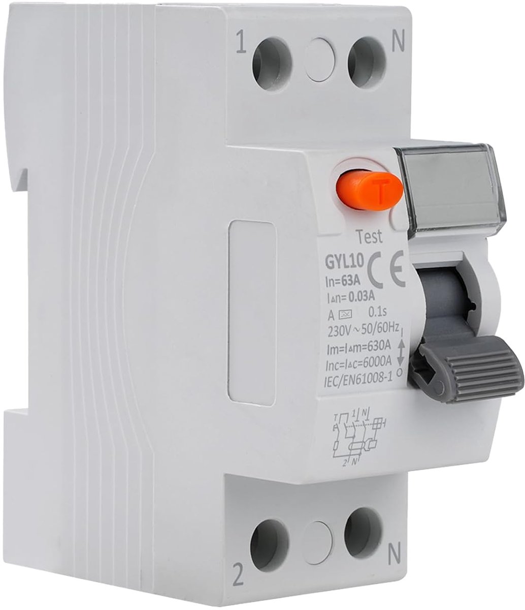 BuyWeek GYL10 AC230V fi Circuit Breaker 2 Pole 63A RCD Type A Compatible for Industry, Commercial Use, High-rise - ShopVlot