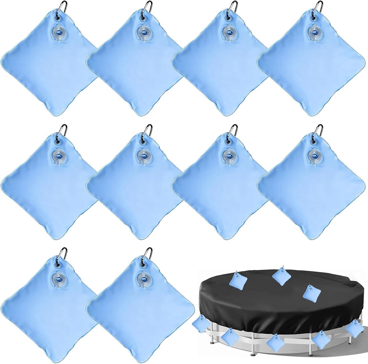 SnelShoppen - Pool Cover Weights Water Bag 10 Stuks - Gewichten voor Zwembadhoezen - Hangsysteem voor Winterbescherming van Zwembaden