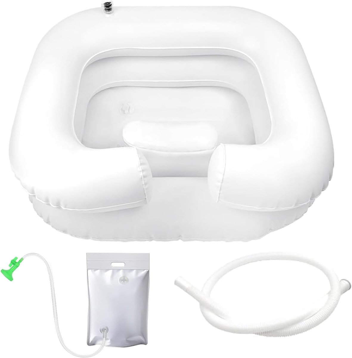 Inflatable Washbasin for Bedridden Persons, Washbasin for Bedridden Persons with 1m Drain Hose, Hair Washing in Bed - ShopVlot