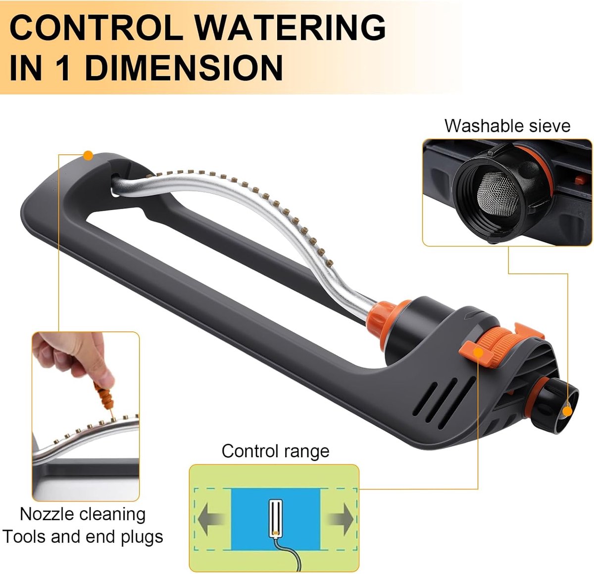 Lawn Sprinkler with 19 Nozzles, Automatic Oscillating Lawn Sprinkler for Lawn, Garden, Patio (Arc) - ShopVlot