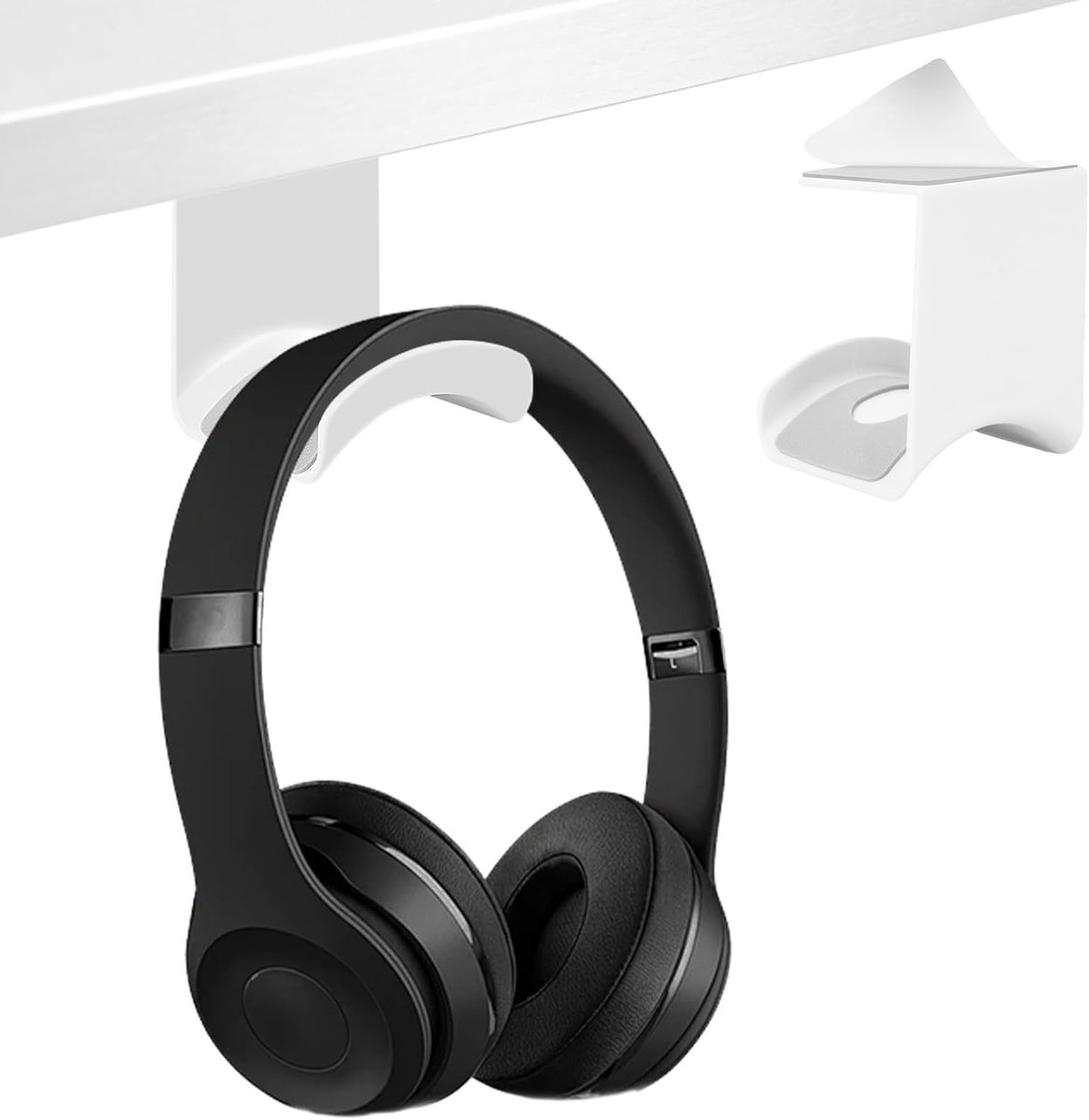 SnelShoppen - Hoofdtelefoonhouder Haak 360° Draaibaar Bureau Klem, Universele Steun met Lijmpad, Verstelbare Gaming Headset Hanger Onder Bureau of Wan
