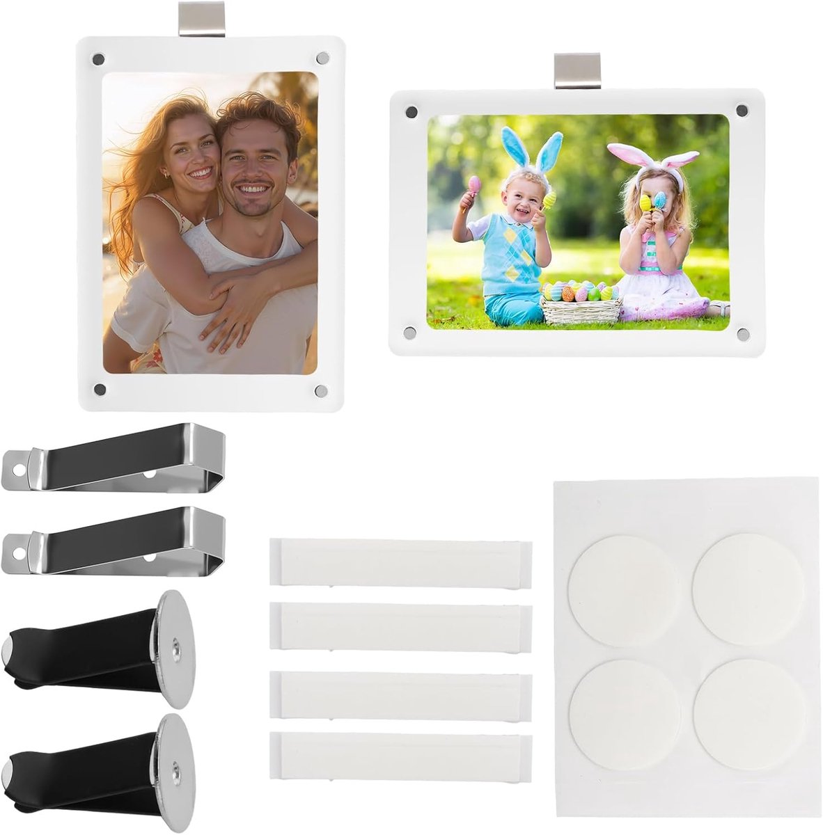 SnelShoppen - Set van 2 Magnetische Fotolijsten voor Auto met Zonnevisier Clip, Persoonlijke Magnetische Fotolijst, Auto Decoratie, Magnetische Lijste