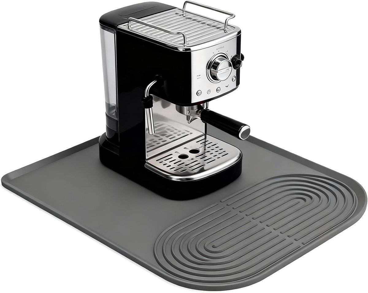 SnelShoppen - Silicone Koffiemat 60 x 40 cm - Absorberende Onderlegger voor Koffiezetapparaat, Koffiemolen en Keuken - Grijs, Waterdicht en Lekvrij