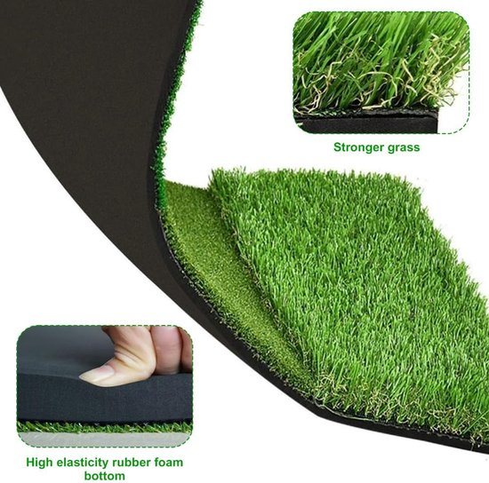 SnelShoppen - 3-in-1 Golf Oefenmat 60x30cm, Golf Trainingsmat met Rough en Fairway, Schokabsorberende Trainer voor Golfstrokes van Snelshoppen — afbeelding 2
