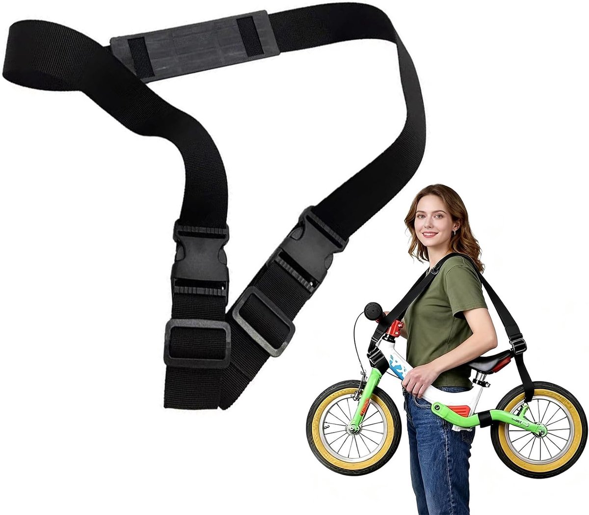 SnelShoppen - Verstelbare Universele Draagriem voor Elektrische Scooters, Fietsen voor Kinderen, Accessoires voor Yoga Mat en Laptop Tas (Zwart)