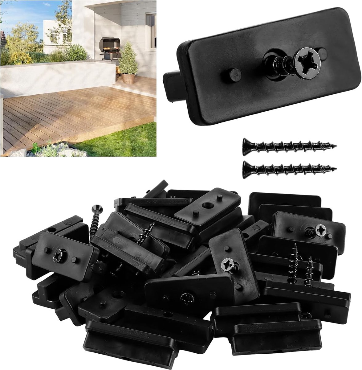 WPC clips 6 mm - verborgen montage - kunststof spacers met schroeven - voor een nette terrasafwerking - SnelShoppen