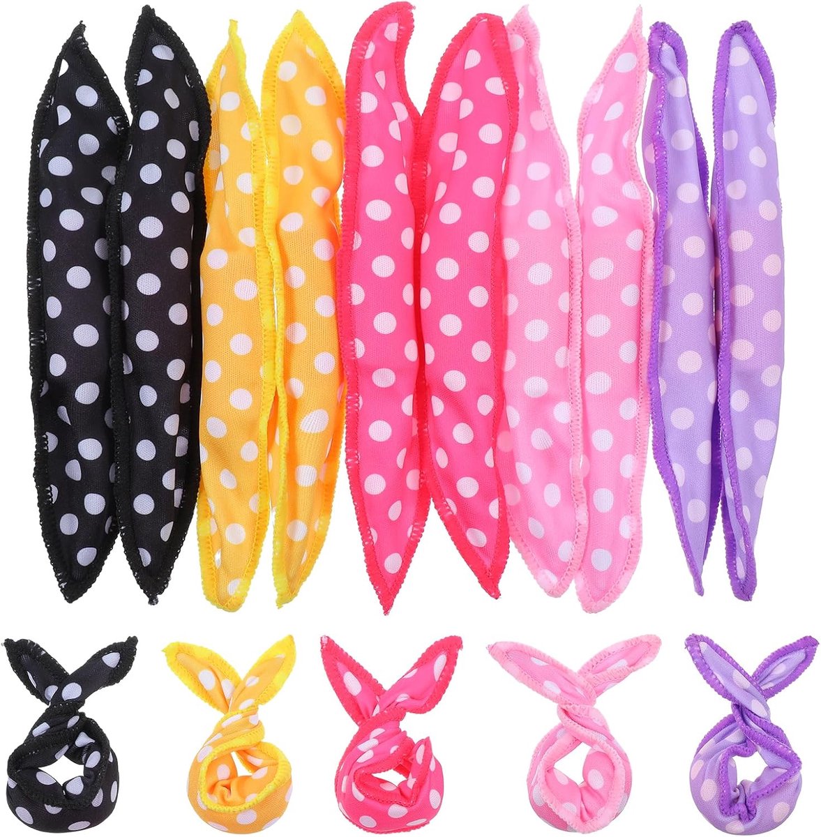 Thijox - 10 Stuks Kussen-Krulspelden, Flexibele Schuimspons, 20,3 x 3,6 cm, Voor Lang, Kort, Dik en Dun Haar, 5 Kleuren, Haard Stylen voor Feest en Da