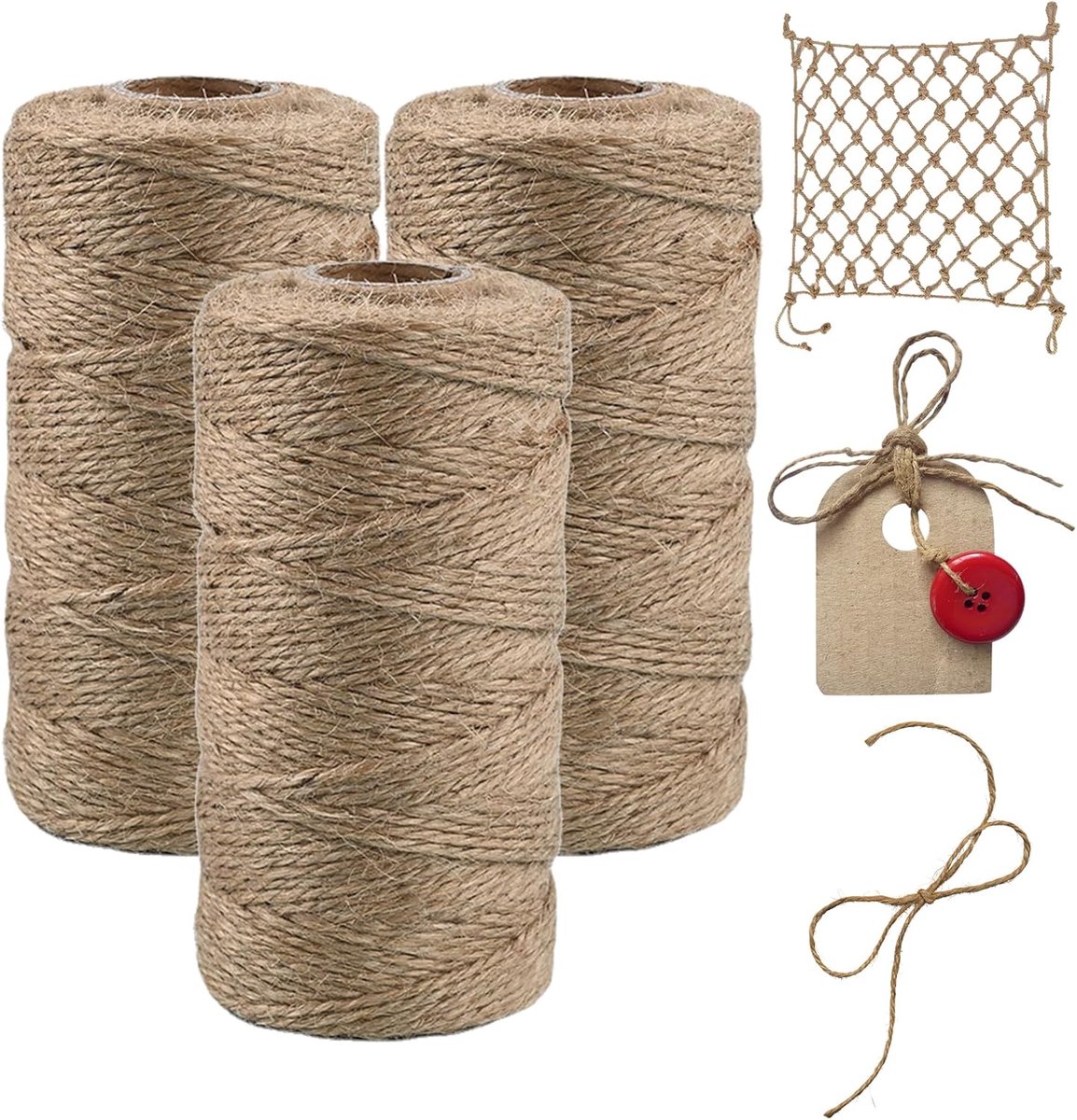 SnelShoppen - 300 m Jute Touw, Natuurlijke Bruine 1.5 mm Jute Draad voor DIY Klussen, Verpakkingsdraad, Jute Band, Twijn, Decoratie Touw, Ambachtelijk