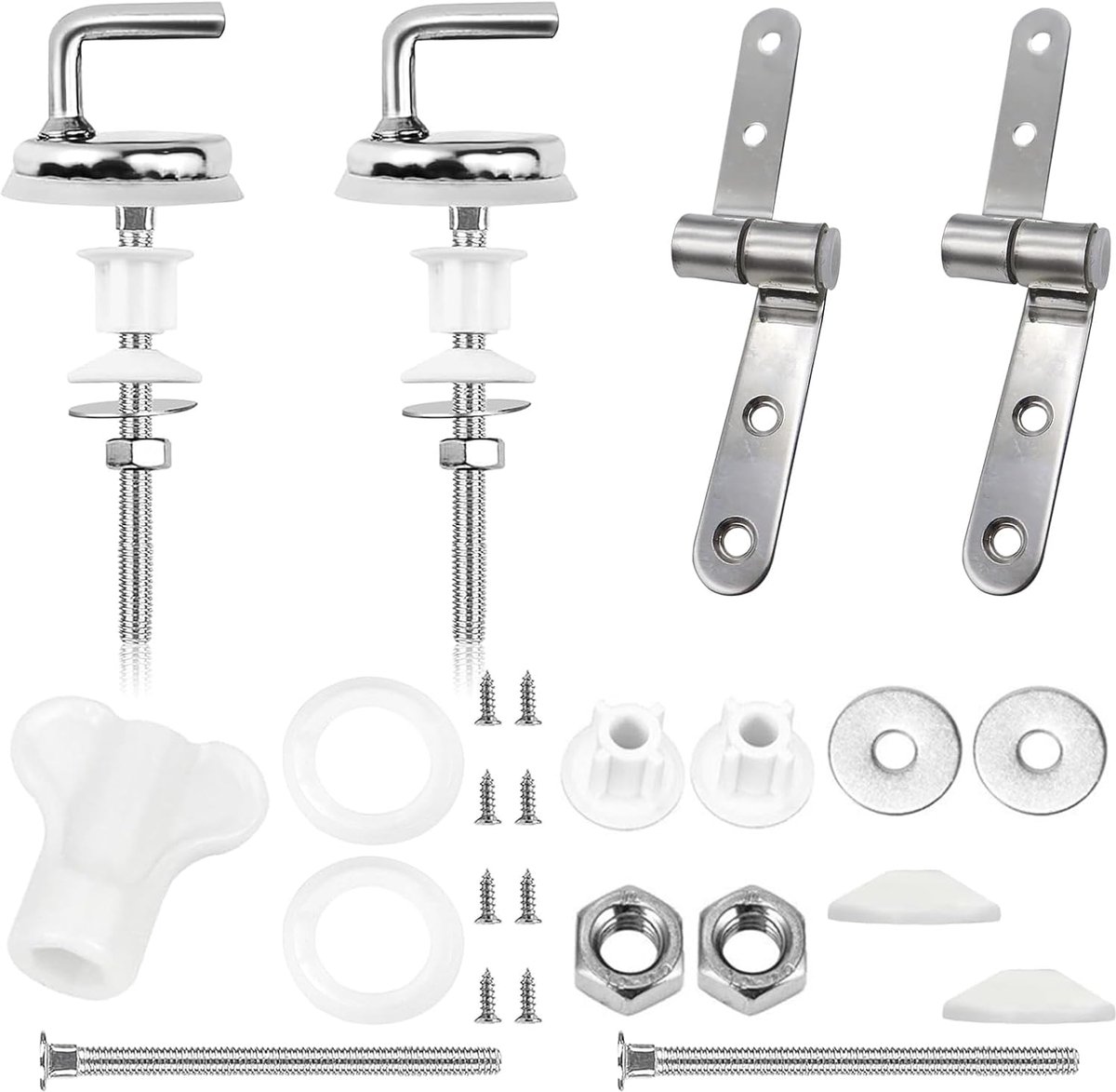 Toilet Seat Attachment 2 Pieces, Toilet Seat Hinges Universal Stainless Steel Automatic Closure Retrofit Toilet Seat - ShopVlot