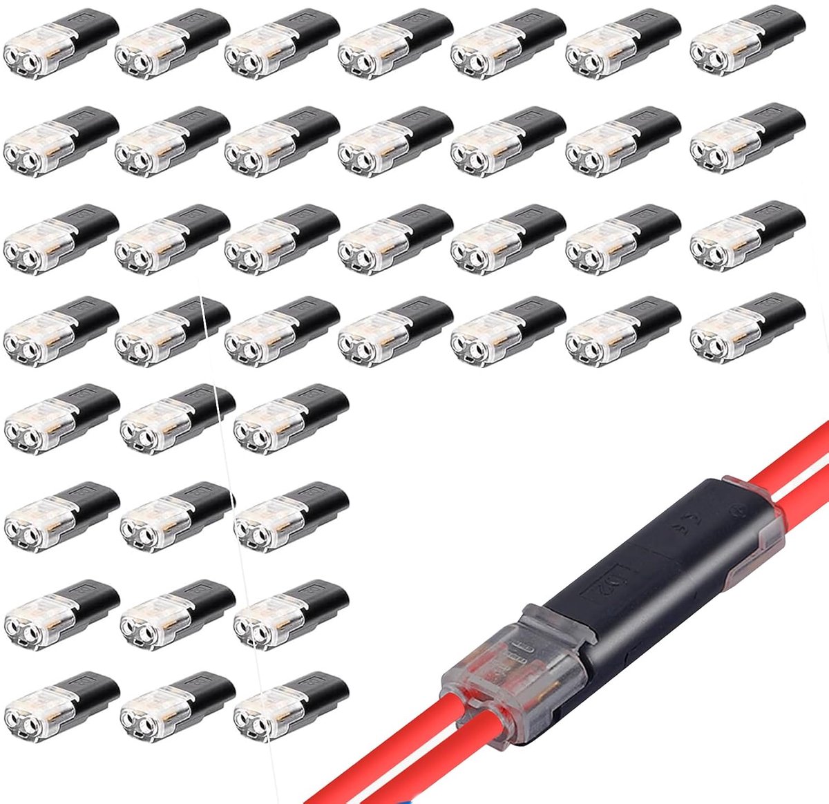 SnelShoppen - 40 Stuks Waterdichte 2-Pin Kabelconnectoren, Snelkoppeling 12V Plug, Voor 18-22 AWG Kabel, Ideaal voor Tuin, Camping en Auto