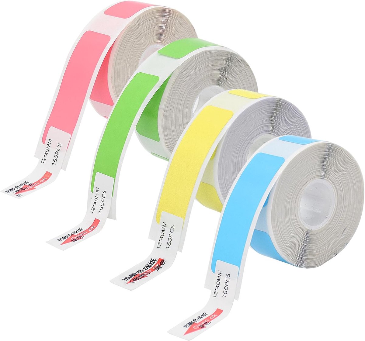 Zelfklevende labels 12 x 40 mm - 160 stuks per rol - sterke hechting - ideaal voor prints - ShopVlot